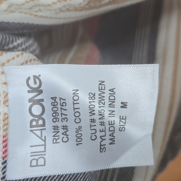 Billabong 100% cotton Striped Hooded Men's Shirt size MEDIUM - Picture 8 of 9